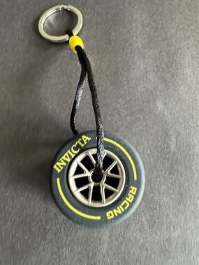 Invicta Black and Yellow Racing Tire Keychain